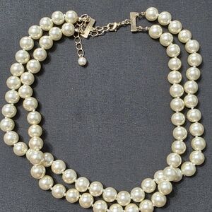Kenneth Jay Lane Double Strand Cream Pearl Necklace - Item 49